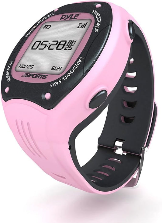 Pyle Extreme GPS Sports Watch Workout Trainer - ANT+ Heart Rate Monitor Compatible - For Tracking Running, Biking, Hiking Outdoors - Export Data to Map my Run and Strava - Displays Pace, Speed and Distance