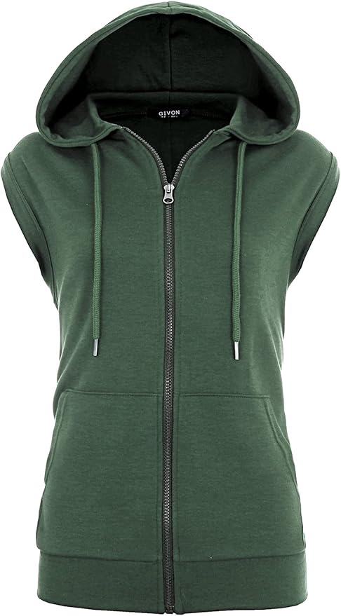 GIVON Women's Lightweight Hooded Vest Sleeveless 1/4 Zip Pullover Casual Hoodie Sweatshirt with Pockets
