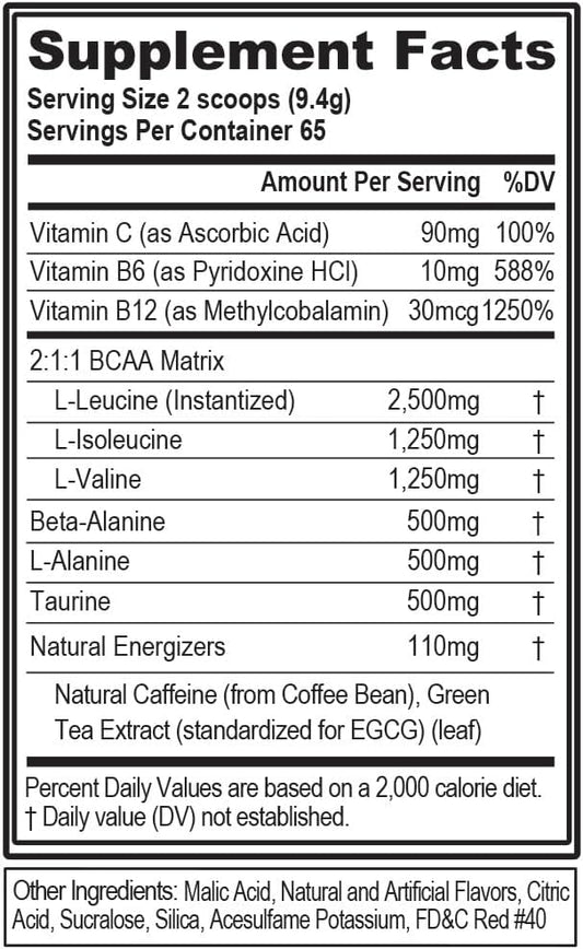 EVL BCAAs Amino Acids Powder - BCAA Energy Pre Workout Powder for Muscle Recovery Lean Growth and Endurance - Rehydrating Post Workout Recovery Drink with Natural Caffeine - Cherry Limeade