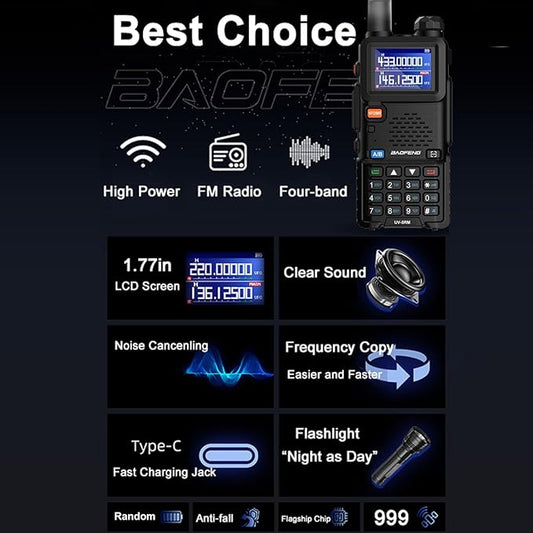 BAOFENG UV-5RM Two Way Radio Multi-Band Long Range UV-5R Ham 1.77in LCD
