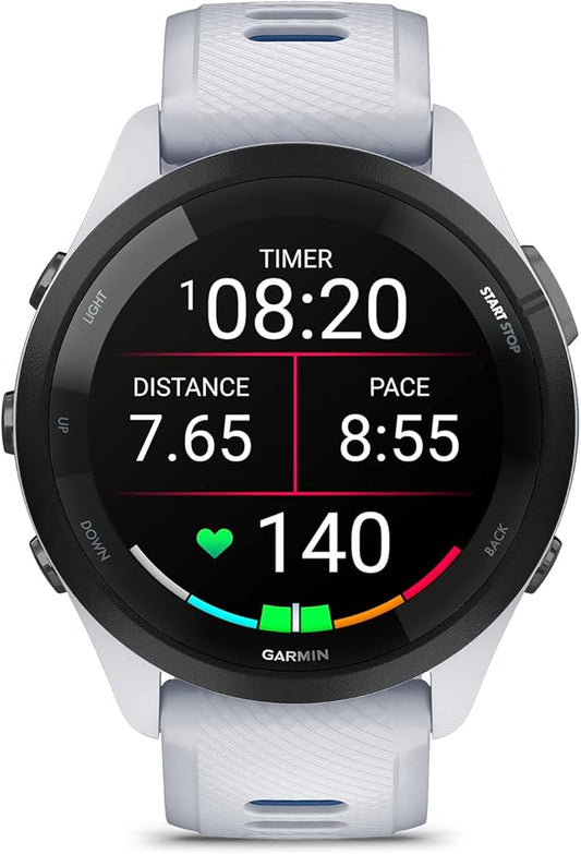 Garmin Forerunner 265 Running Smartwatch, Colorful AMOLED Display, Training Metrics and Recovery Insights, Whitestone and Tidal Blue (Renewed)