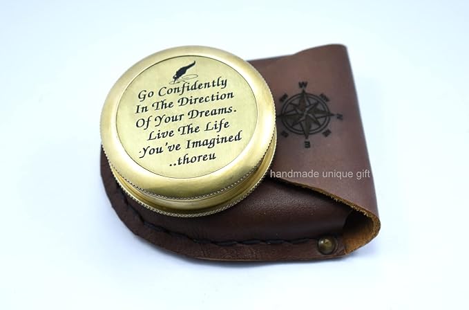 Thoreau's Go Confidently Quote Engraved Compass Poem