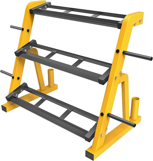 Kipika Heavy Duty 3 Tier Dumbbell Rack Multifunctional, Weight Rack for Dumbbells, Home Gym Equipment, Suitable for Storage of Dumbbell, Kettle Bell, Barbell Plate, Barbell Bar