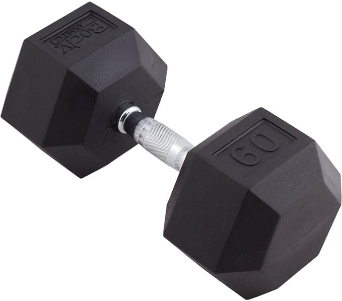 Body Sport Rubber Encased Hex Dumbbell Weight, Single – Dumbbells for Exercises – Strength Training Equipment – Home Gym Accessories – Weight Training