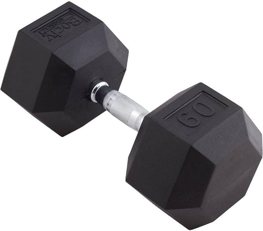 Body Sport Rubber Encased Hex Dumbbell Weight, Single – Dumbbells for Exercises – Strength Training Equipment – Home Gym Accessories – Weight Training