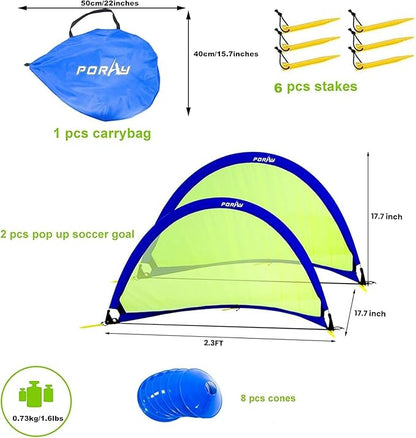Poray Soccer Goal for Kid Easy-up Set of 4FT Soccer 210D Oxford 8 Field
