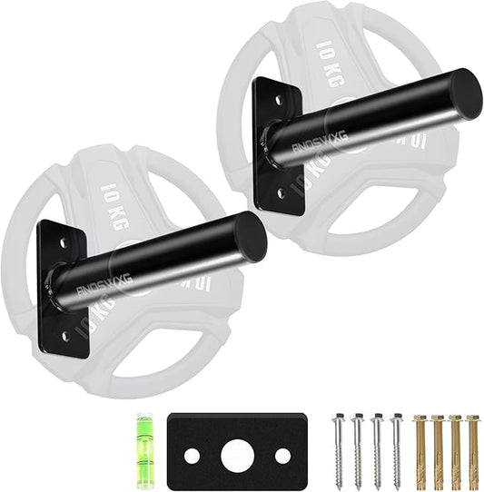 Wall-Mounted Strength Training Plate Storage Rack – Heavy Duty 2” Weight Plate Holder with Foam Padding, Bumper Plate Storage for Home Gym, Garage, and Power Rack
