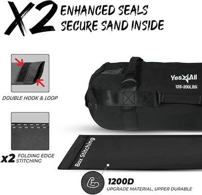 Yes4All Sandbags for Working Out, Adjustable Sand Bags for Weight Training with Handles, Multiple Colors & Sizes 5-200lbs