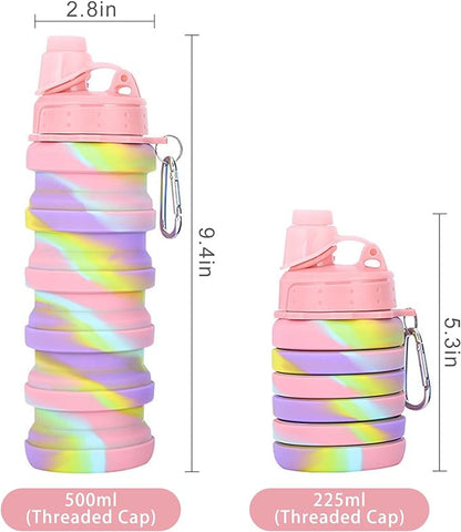 Collapsible Water Bottles Travel water bottle Sports Portable Sport Water Bottle Reusable Water Bottles comes with mountaineering Buckle 500ml silicone Water-proof camping water bottle