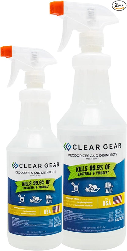 Disinfectant, Cleaner, and Deodorizer For Sports Equipment, Gyms, and Fitness Centers - Mixed Pack - 16 Oz Bottle and 32 Oz Bottle Disinfecting Spray Pack