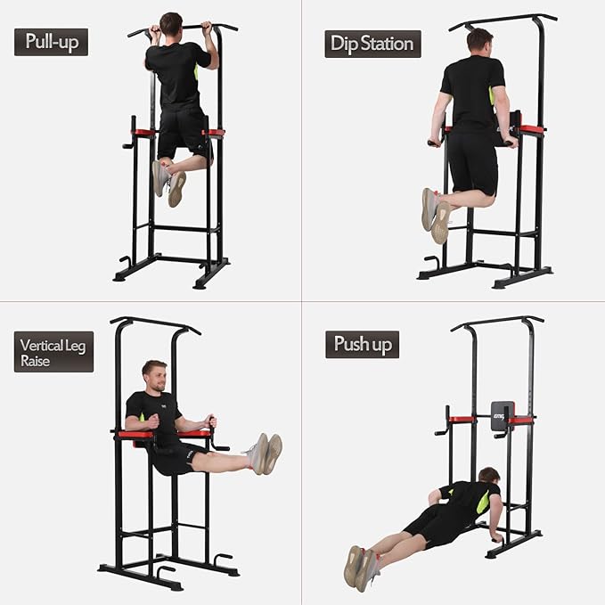 Emer Power Tower Pull Up Bar Workout Dip Station