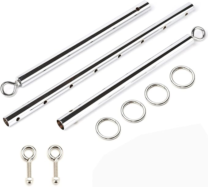 EXREIZST Adjustable Expandable 2 Silver Spreader Bar Set