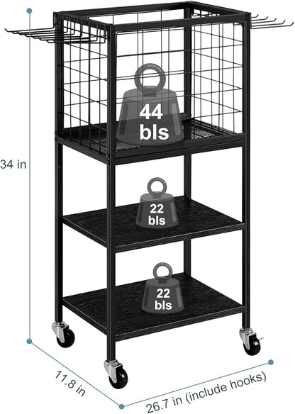 Weight Rack for Home Gym Dumbbells Yoga Mat Storage Rack Cart Small Metal Wood Home Gym Workout Equipment Storage with Hooks for Yoga Block Foam Rollers Resistance Bands