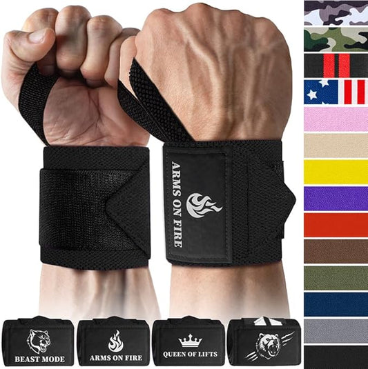 TECEUM Weightlifting 18" & 12" Wrist Wraps with Thumb Loop – Heavy Duty Wrist Workout Braces for Men and Women – Ideal for Powerlifting, Strength Training, Bodybuilding