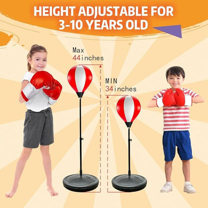 Everlast Kids Boxing Set with Stand, Adjustable Punching Bag for Boys & Girls Aged 3-10, Includes Boxing Gloves