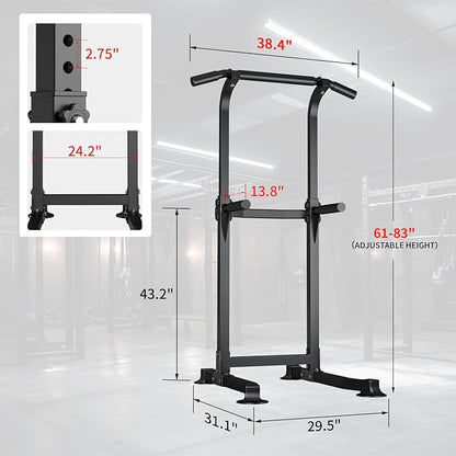 Wesfital Pull Up Bar Dip Bar Power Tower Workout Dip Station Height Adjustable Free Standing Chin Up Bar Home Gym Equipment 330LBS Weight Capacity