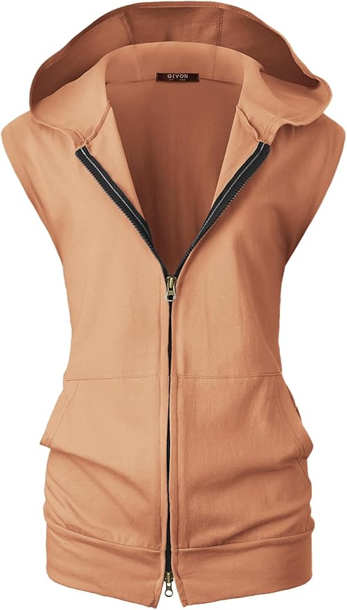 GIVON Women's Lightweight Hooded Vest Sleeveless 1/4 Zip Pullover Casual Hoodie Sweatshirt with Pockets