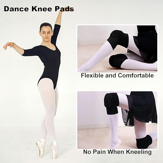 2 Pairs Skating Knee Pads for Dancing Wrestling, Volleyball Knee Brace for Women Sports, Pole Dance Knee Cushion for Men Work, Thick Padded Skateboard Kneepad for Rock Climbing Running, Black L