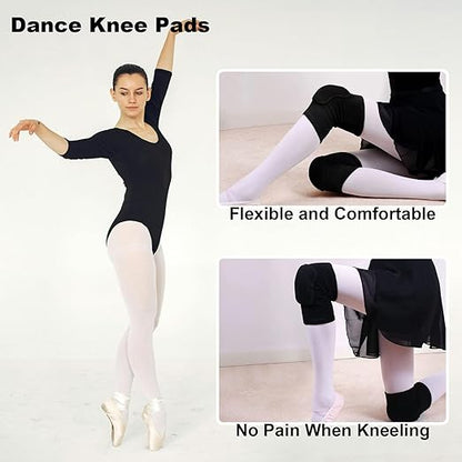 2 Pairs Skating Knee Pads for Dancing Wrestling, Volleyball Knee Brace for Women Sports, Pole Dance Knee Cushion for Men Work, Thick Padded Skateboard Kneepad for Rock Climbing Running, Black L