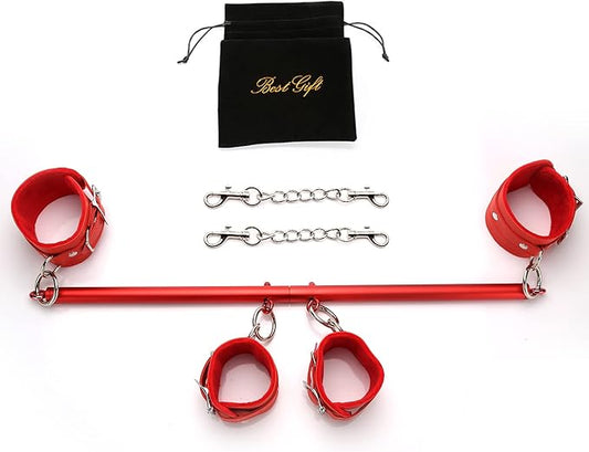 Pilates Spreader Bar Kit with 4pcs Fur Pink
