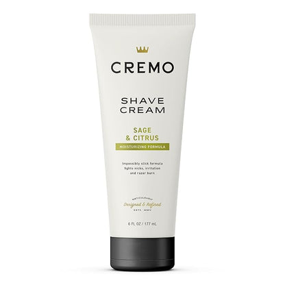 Cremo Sage & Citrus Shave Cream, Astonishingly Superior Ultra-Slick Shaving Cream for Men, Fights Nicks, Cuts and Razor Burn, 6 Fl Oz