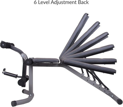 Body Champ Weight Bench with Leg Extension Attachment 2-Piece Combo BCB3780, Gray/Silver