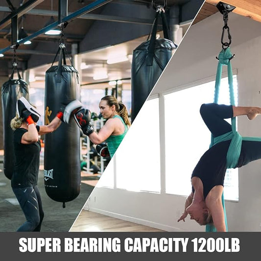 2 Pack Hammock Hanging Kit, Hanging Chair Hardware 360°Rotating Hammock Hooks Heavy Duty, Hammock Chair Hanging Kit & Swing Ceiling Hook Snap for Hammock Chair Stand,Seat,Yoga,Gym, 1200 lb Capacity