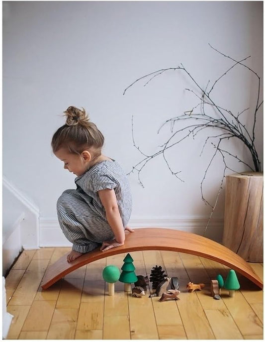 Kinderfeets, Kinderboard, Waldorf Original Wooden Balance Board for Toddlers, Kids, Teens, Adults -Wobble Balance Board - Kids Wooden Toys Learning Toys - Rocker Board Yoga and Exercise