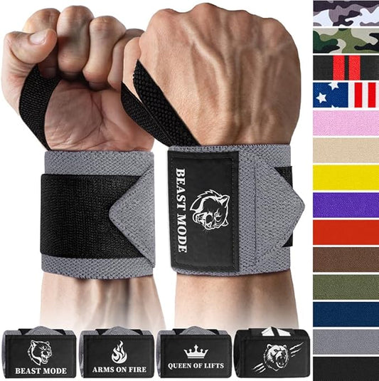 TECEUM Weightlifting 18" & 12" Wrist Wraps with Thumb Loop – Heavy Duty Wrist Workout Braces for Men and Women – Ideal for Powerlifting, Strength Training, Bodybuilding