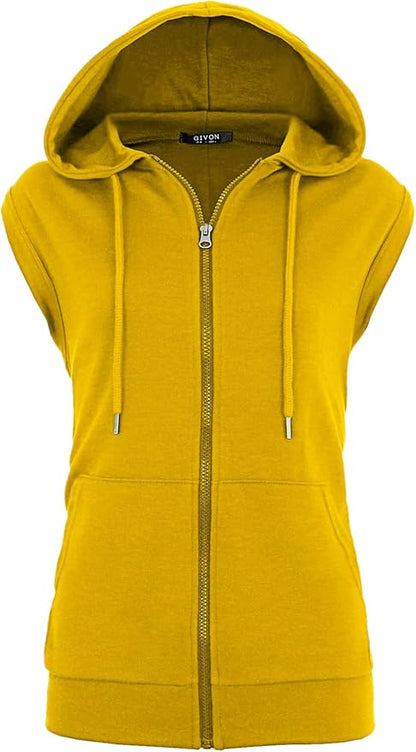 GIVON Women's Lightweight Hooded Vest Sleeveless 1/4 Zip Pullover Casual Hoodie Sweatshirt with Pockets