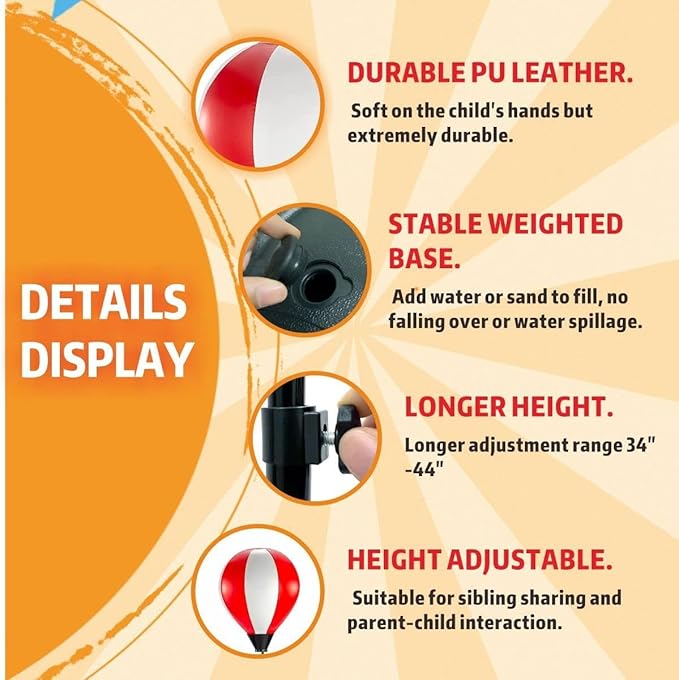 Everlast Kids Boxing Set with Stand, Adjustable Punching Bag for Boys & Girls Aged 3-10, Includes Boxing Gloves