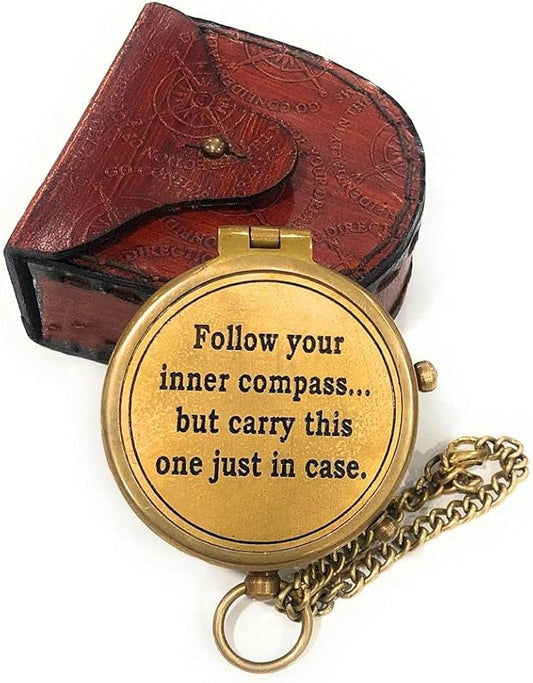 Brass Compass Follow Your Inner/Inspirational Gift/Directional Magnetic Compass