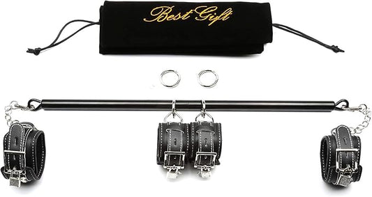 Sovyime Black Portable Exercise Spreader Bar with 4pcs