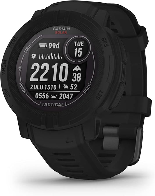 Garmin Instinct 2 Solar, Tactical-Edition, GPS Outdoor Watch, Solar Charging Capabilities, Multi-GNSS Support, Tracback Routing, Black