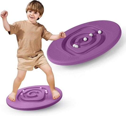 Wobble Board for Kids Plastic Balance Board Rocker Maze Board with 5 Balls Toddler Physical Therapy Toy