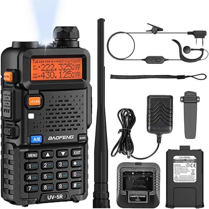 BAOFENG UV-5R Two Way Radio Long Range Walkie 128 Channels, 1800mAh Rechargeable
