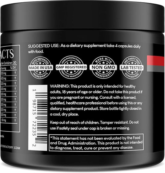 Heart of Steel: 10-in-1 Metabolic Maximizer Nitric Oxide Supplement, Blood Pressure Support, L Arginine, L Citrulline Natural Pre-Workout: Energy Management 120 Count