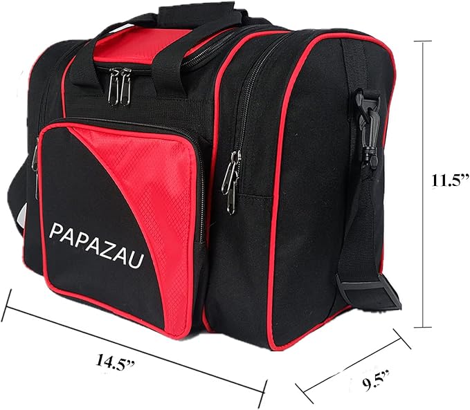 Bowling Bag for Single Ball - Single Ball Tote Bag with Padded Ball Holder - Fits a Single Pair of Bowling Shoes Up to Mens Size 14