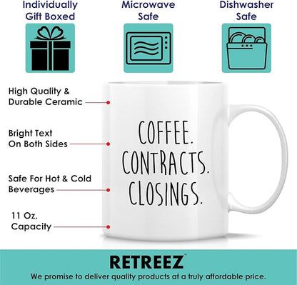 Retreez Funny Realtor Mug Gift Real Estate Agent Broker Sales Contract Closing 11 Oz Ceramic Tea Coffee Mugs - Thank You Motivational Thank-you Inspirational birthday gift for friend coworker her him