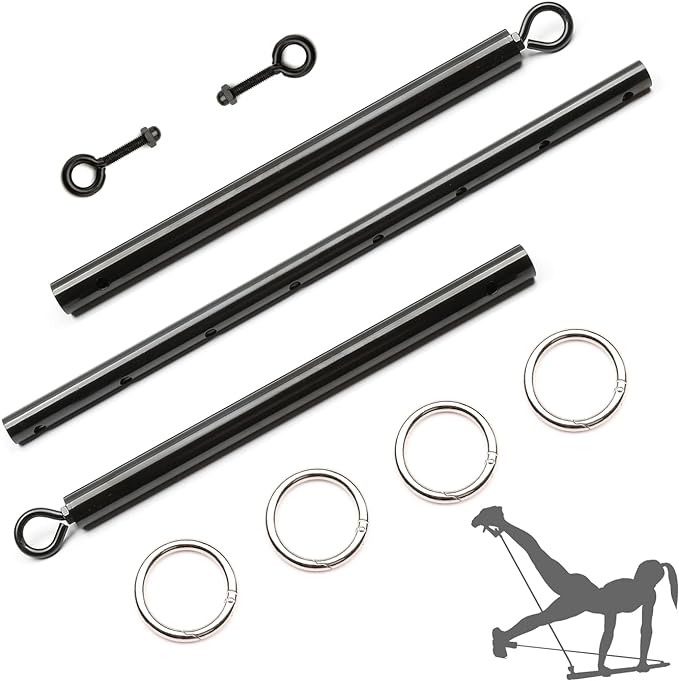 Sovyime Black Portable Exercise Spreader Bar with 4pcs