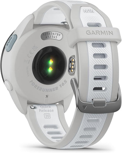 Garmin Forerunner 165 Music GPS Running Smartwatch, Fitness Tracker Smart Watch for Men and Women Bundle with Accessories - Mist Gray/Whitestone