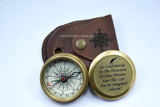 Thoreau's Go Confidently Quote Engraved Compass Poem