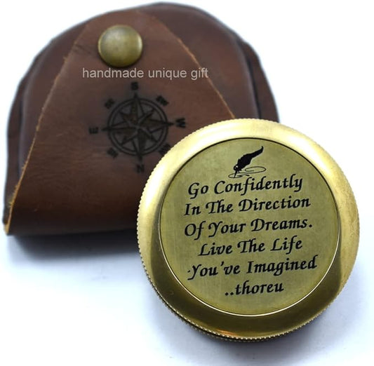Thoreau's Go Confidently Quote Engraved Compass Poem