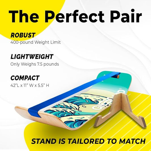 GIBBON GiBoard Balance Board for Adults & Kids - Slackline Workout Equipment Home Gym Training - Wooden Wobble Board Balance Trainer - Standing Desk Exercise - Yoga, Agility, Pilates, Core, Snowboard