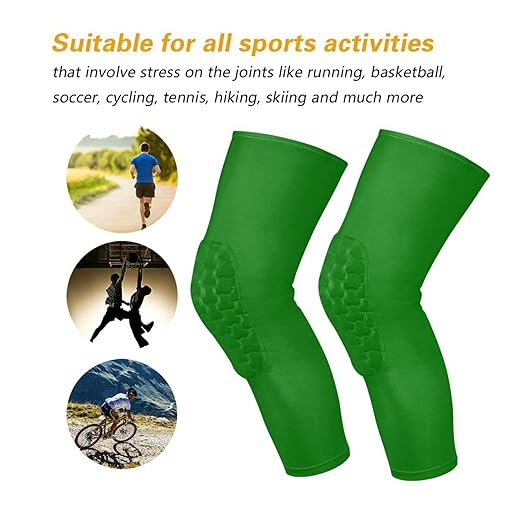 Green Sports Knee Pads Youth Volleyball Basketball Knee Pads Long Leg Sleeves Braces Compression Wrestling Knee Pads for Boys Girls Football Dance Yoga