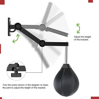 Speed Bag for Boxing,Punching Bag Wall Mount Height Adjustable Boxing Reflex Ball Speed Bag for Men&Women Kids Adults