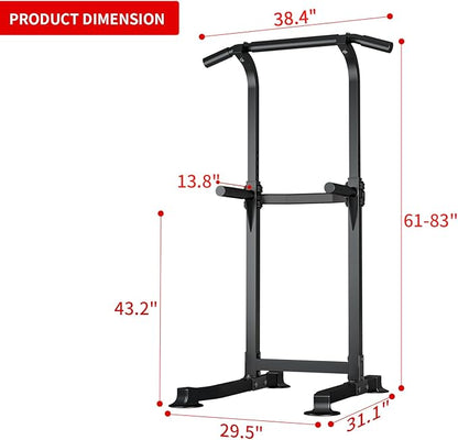 ZENOVA Pull Up Bar Dip Bar Power Tower Workout Dip Station Height Adjustable Free Standing Chin Up Bar for Men Women Teens 300LBS Weight Capacity