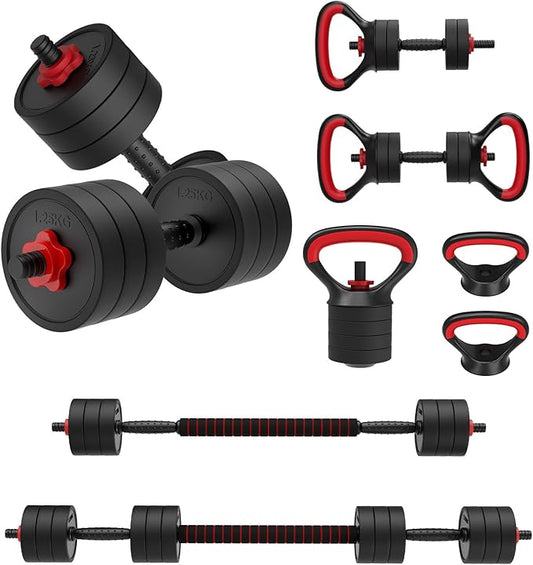JOROTO Adjustable Dumbbell Set, Weights Dumbbells Set with Connector, 4 in1 Workout Weight Set for Home Gym Used as Barbell, Kettlebells, Push up Stand, Men Women Exercise Fitness Equipment