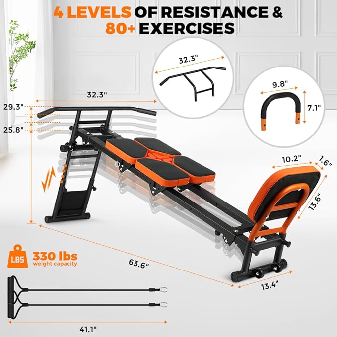 ONETWOFIT Multifunctional Indoor Home Gym Workout 4 Resistance 80 Exercise