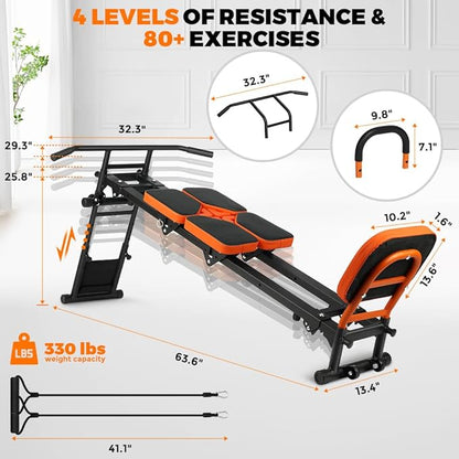 ONETWOFIT Multifunctional Indoor Home Gym Workout 4 Resistance 80 Exercise